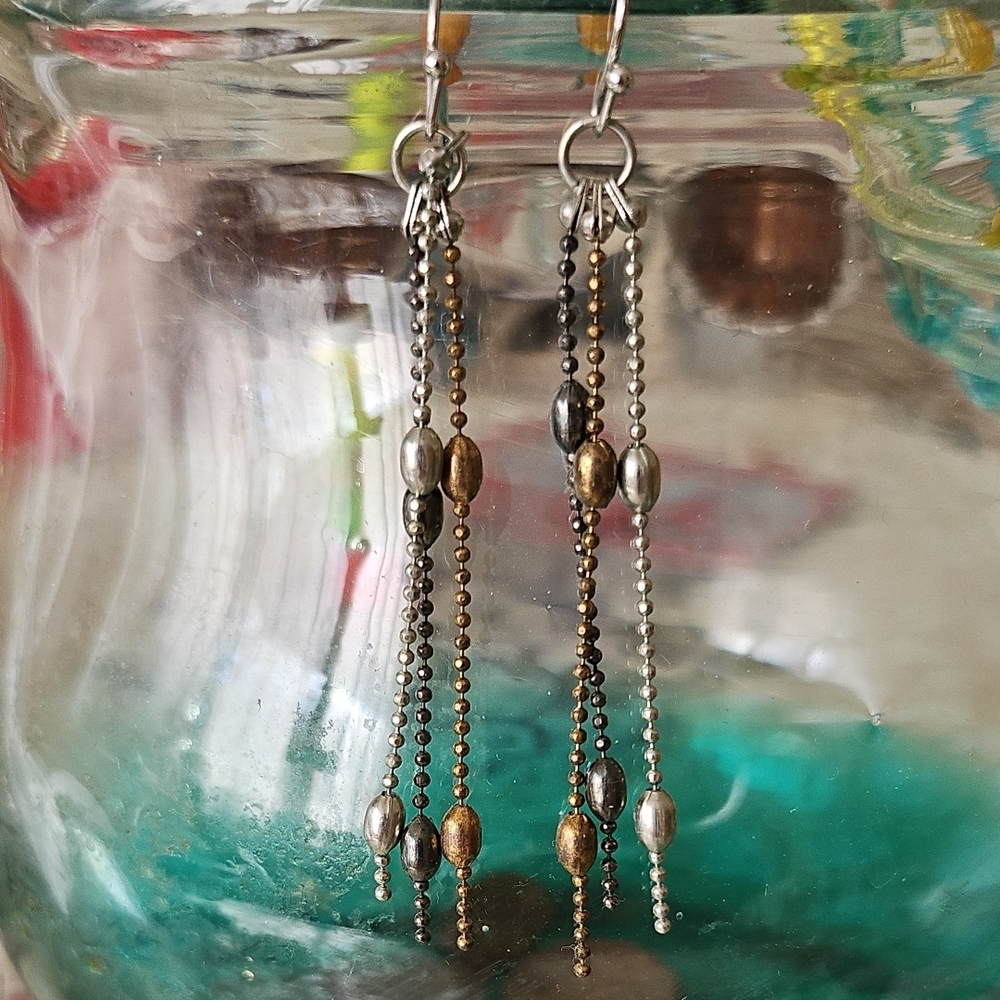 ♡ Tri-Color Beaded Earrings♡NWOT